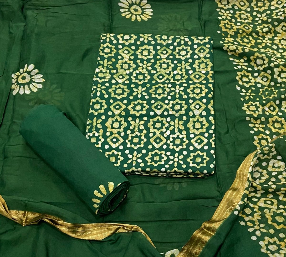 Block Print Elegant Cotton Suit Set - Yanchi