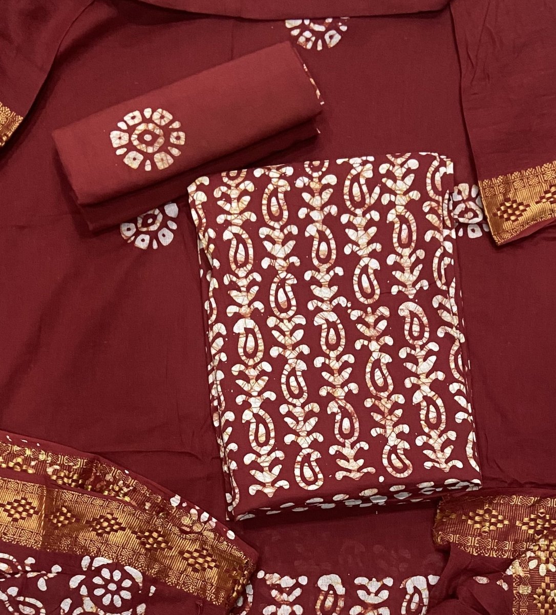 Block Print Elegant Cotton Suit Set - Yanchi