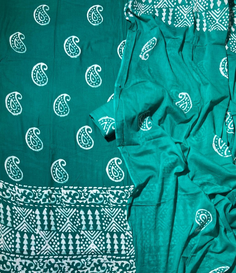 Block Print Elegant Cotton Suit Set - Yanchi