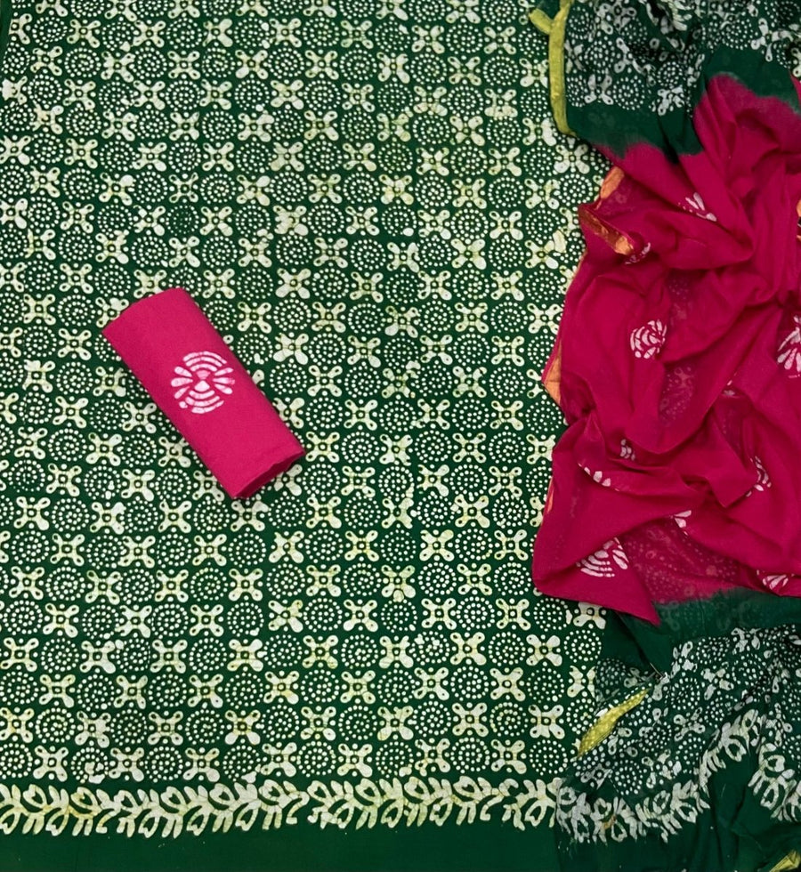 Block Print Elegant Cotton Suit Set - Yanchi