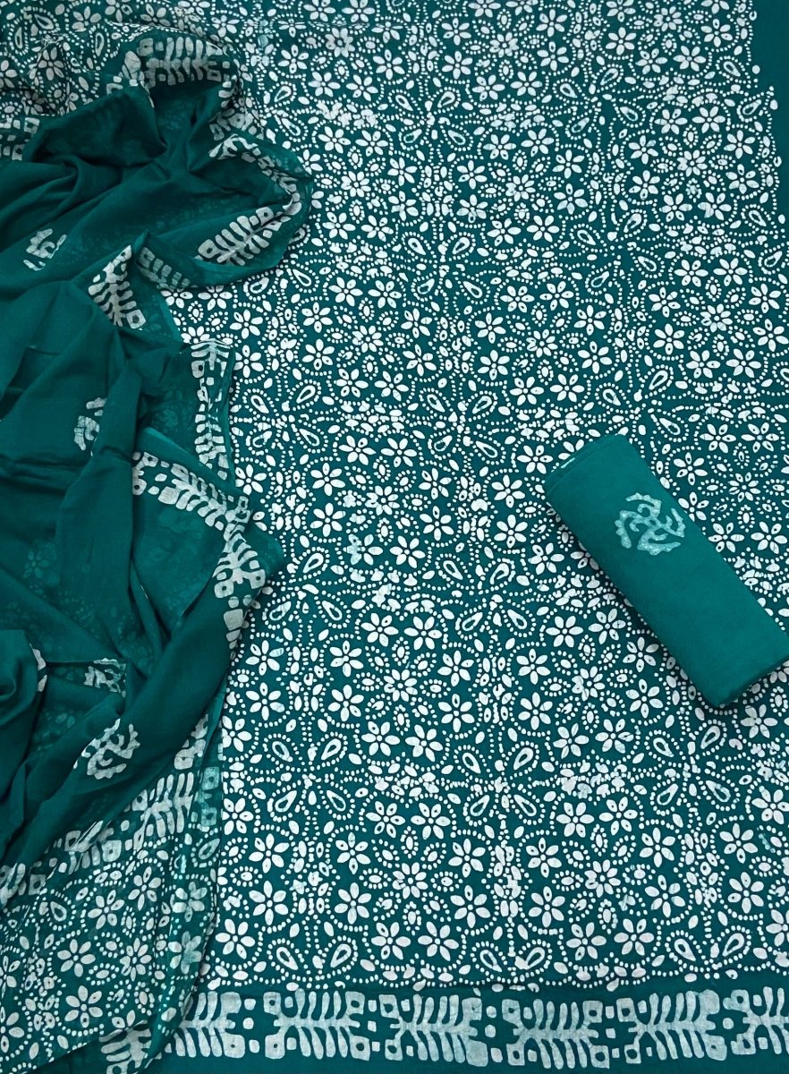 Block Print Elegant Cotton Suit Set - Yanchi