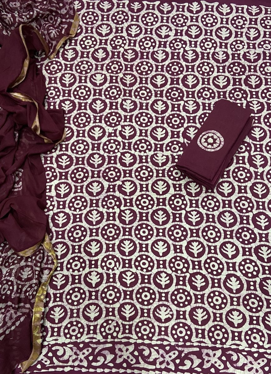 Block Print Elegant Cotton Suit Set - Yanchi