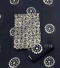 Block Print Elegant Cotton Suit Set (w/ Mirror Work) - Yanchi
