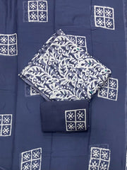 Block Print Elegant Cotton Suit Set (w/ Mirror Work) - Yanchi