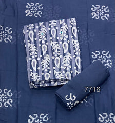 Block Print Elegant Cotton Suit Set (w/ Mirror Work) - Yanchi