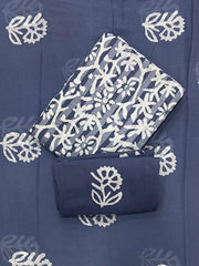 Block Print Elegant Cotton Suit Set (w/ Mirror Work) - Yanchi