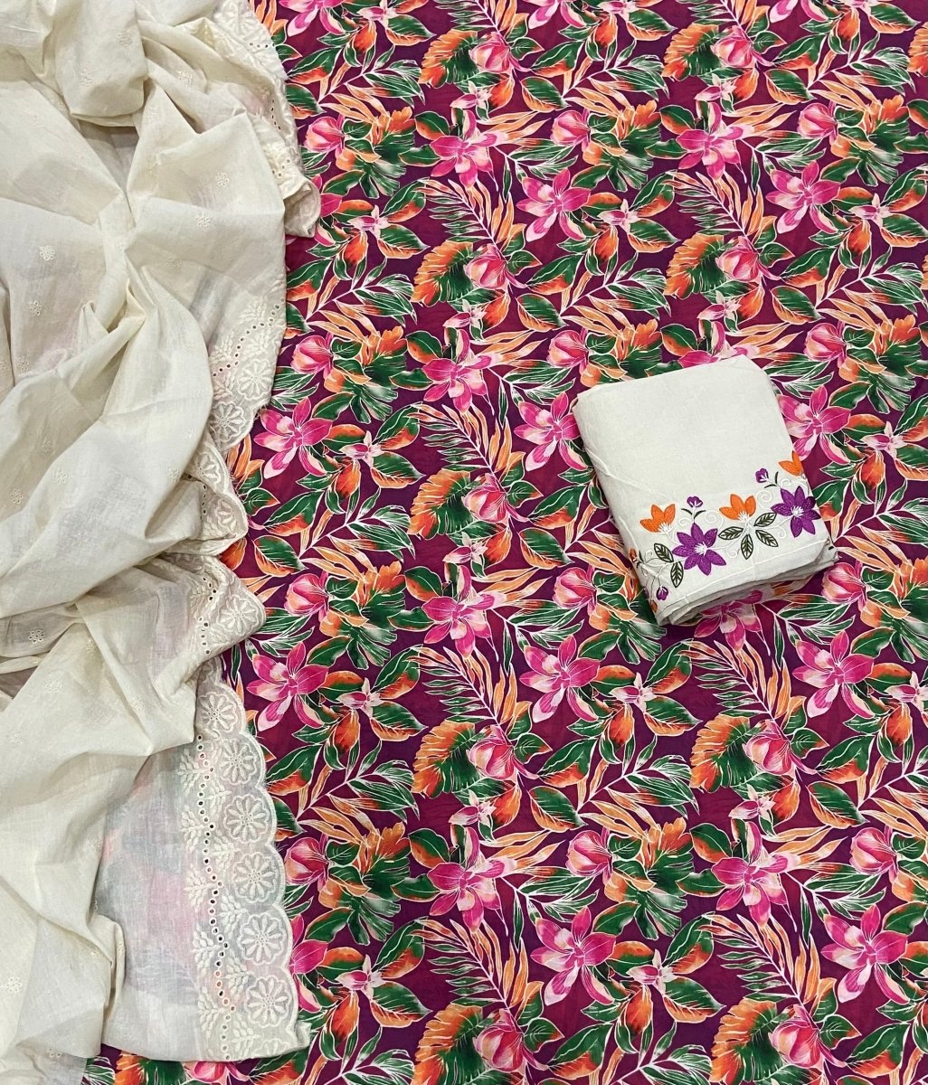 Cambric Cotton Print Suit Set - Yanchi