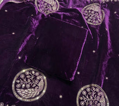 Classy Allover Winter Velvet Suit Set - Yanchi