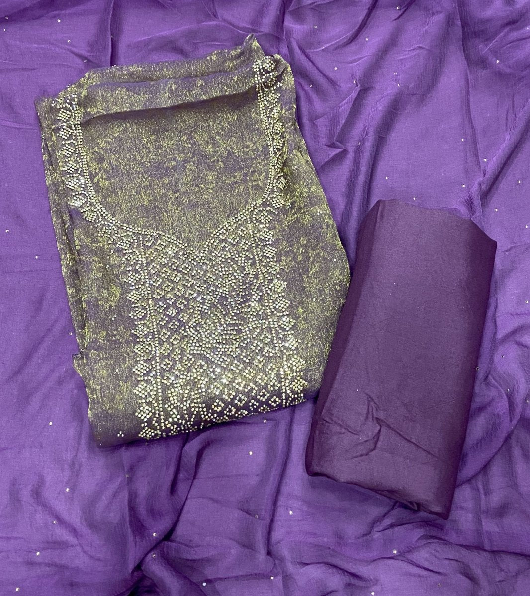 Classy Crush Jacquard Silk Suit Set with Stone Work - Yanchi