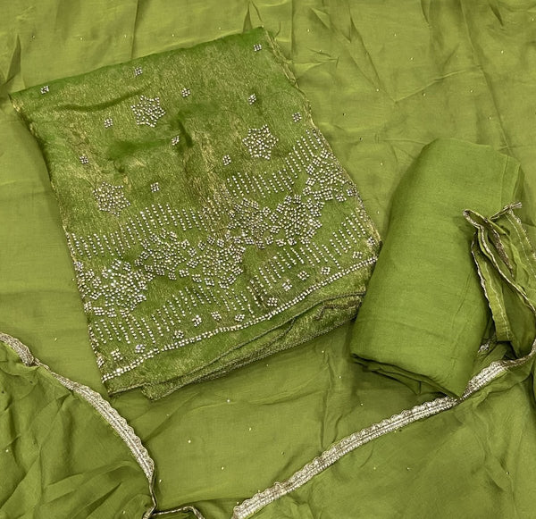 Classy Crush Jacquard Silk Suit Set with Stone Work - Yanchi