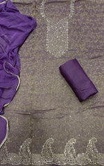 Classy Crush Jacquard Silk Suit Set with Stone Work - Yanchi