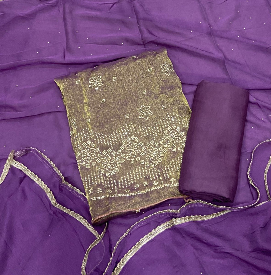 Classy Crush Jacquard Silk Suit Set with Stone Work - Yanchi