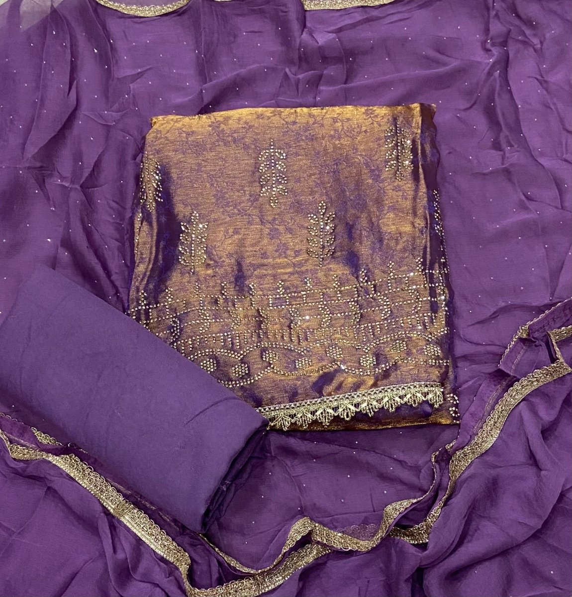 Classy Crush Jacquard Silk Suit Set with Swarovski Work - Yanchi