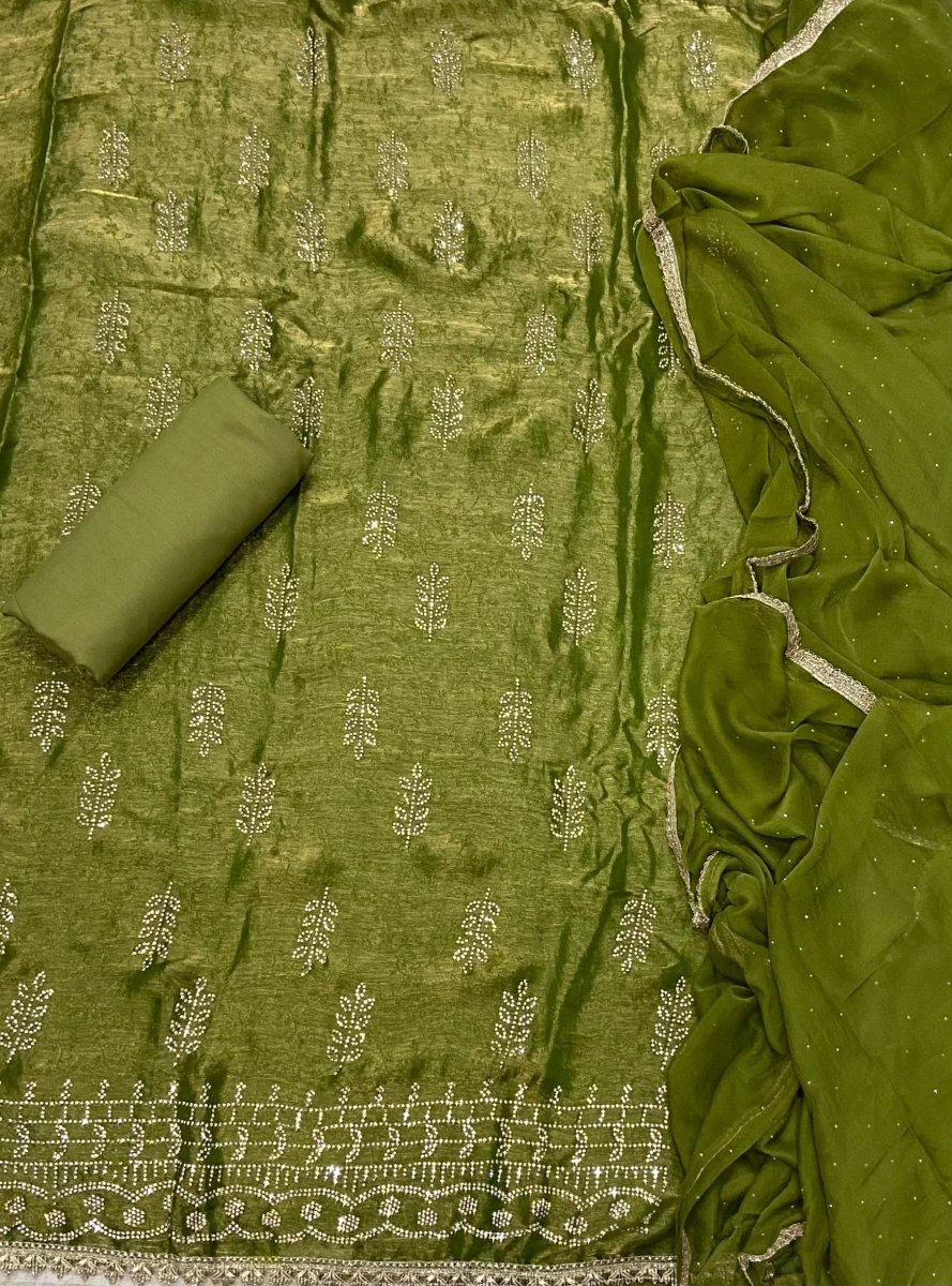 Classy Crush Jacquard Silk Suit Set with Swarovski Work - Yanchi