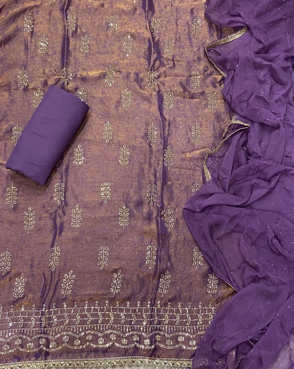 Classy Crush Jacquard Silk Suit Set with Swarovski Work - Yanchi