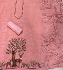 Classy Femora Linen Digital Print Suit Set with Swarovski Work - Yanchi