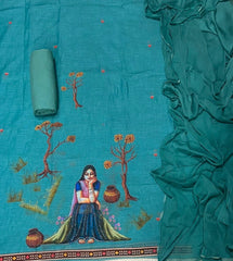 Classy Femora Linen Digital Print Suit Set with Swarovski Work - Yanchi