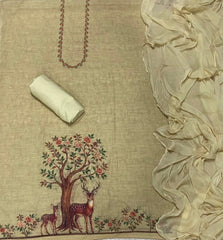 Classy Femora Linen Digital Print Suit Set with Swarovski Work - Yanchi