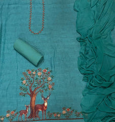 Classy Femora Linen Digital Print Suit Set with Swarovski Work - Yanchi