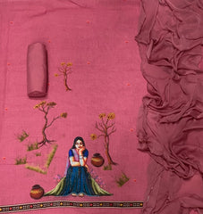 Classy Femora Linen Digital Print Suit Set with Swarovski Work - Yanchi