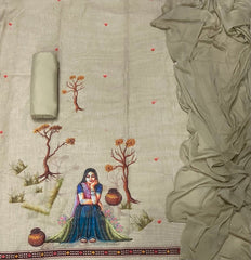 Classy Femora Linen Digital Print Suit Set with Swarovski Work - Yanchi