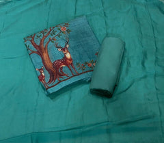 Classy Femora Linen Digital Print Suit Set with Swarovski Work - Yanchi