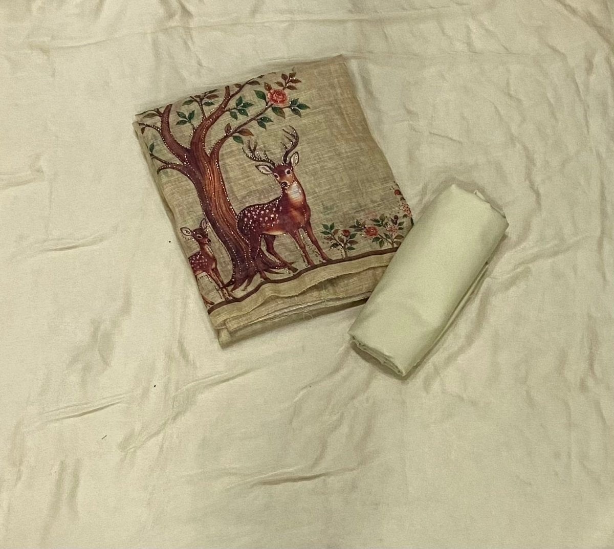 Classy Femora Linen Digital Print Suit Set with Swarovski Work - Yanchi