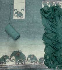 Classy Femora Linen Shimmer Silk Suit Set with mirror work - Yanchi