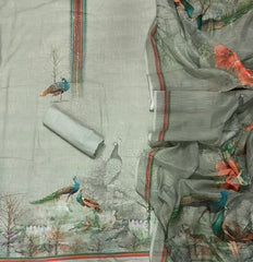 Classy Femora Linen Shimmer Silk Suit Set with Swarovski Work - Yanchi