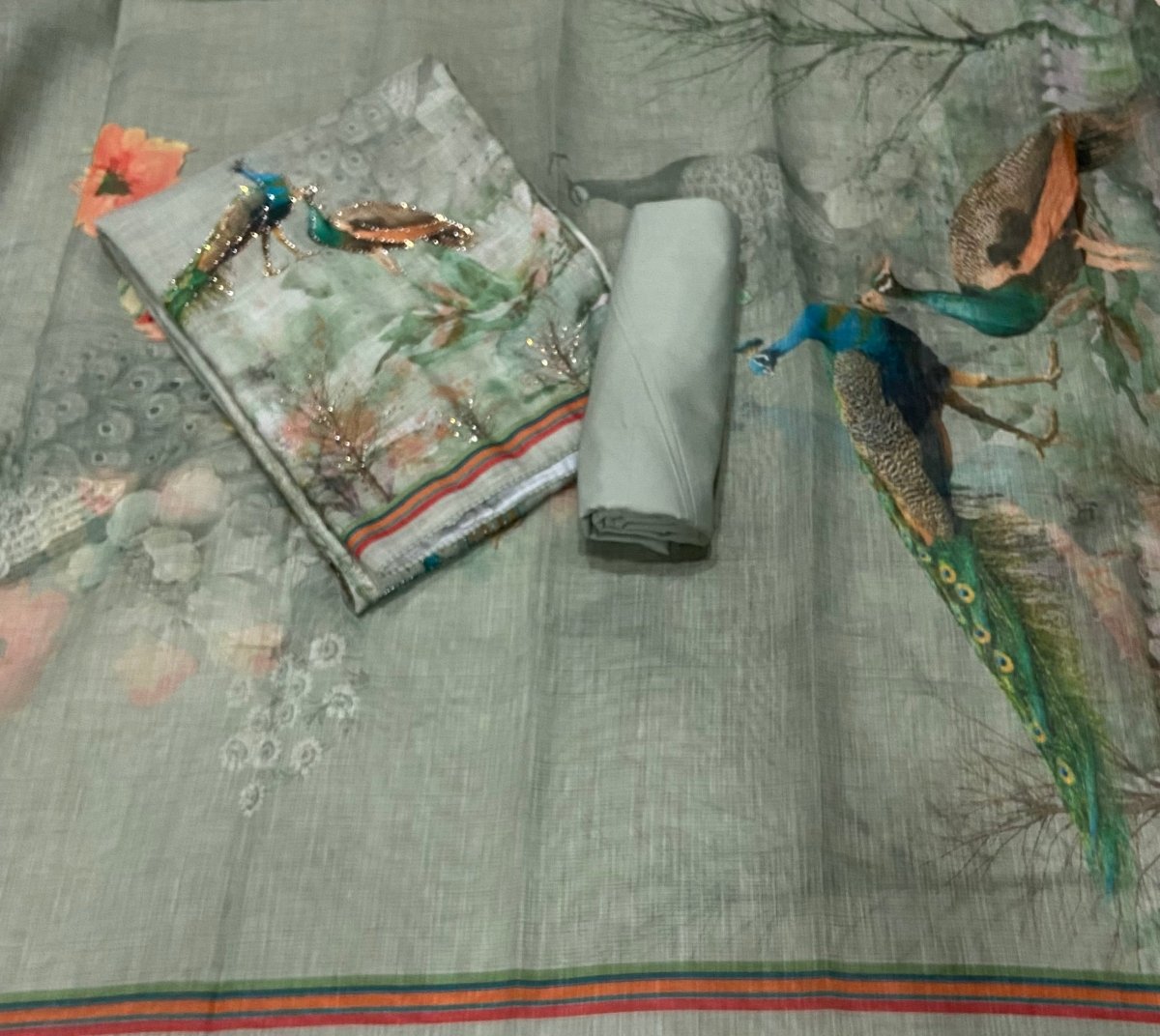 Classy Femora Linen Shimmer Silk Suit Set with Swarovski Work - Yanchi