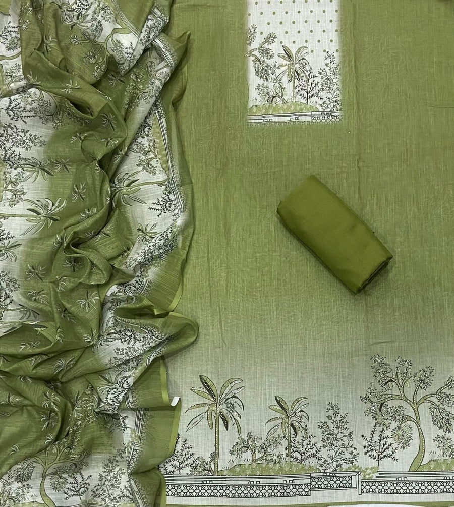 Classy Femora Linen Shimmer Silk Suit Set with Swarovski Work - Yanchi