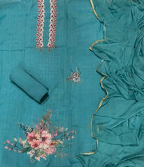 Classy Femora Linen Shimmer Silk Suit Set with Swarovski Work - Yanchi