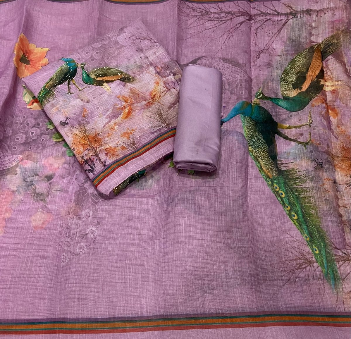 Classy Femora Linen Shimmer Silk Suit Set with Swarovski Work - Yanchi