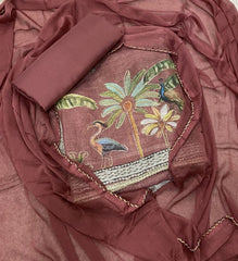 Classy Femora Linen Shimmer Silk Suit Set with Swarovski Work - Yanchi