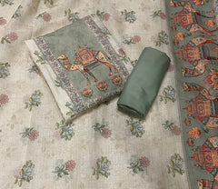 Classy Femora Linen Shimmer Silk Suit Set with Swarovski Work - Yanchi