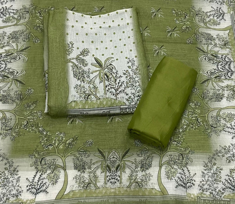 Classy Femora Linen Shimmer Silk Suit Set with Swarovski Work - Yanchi