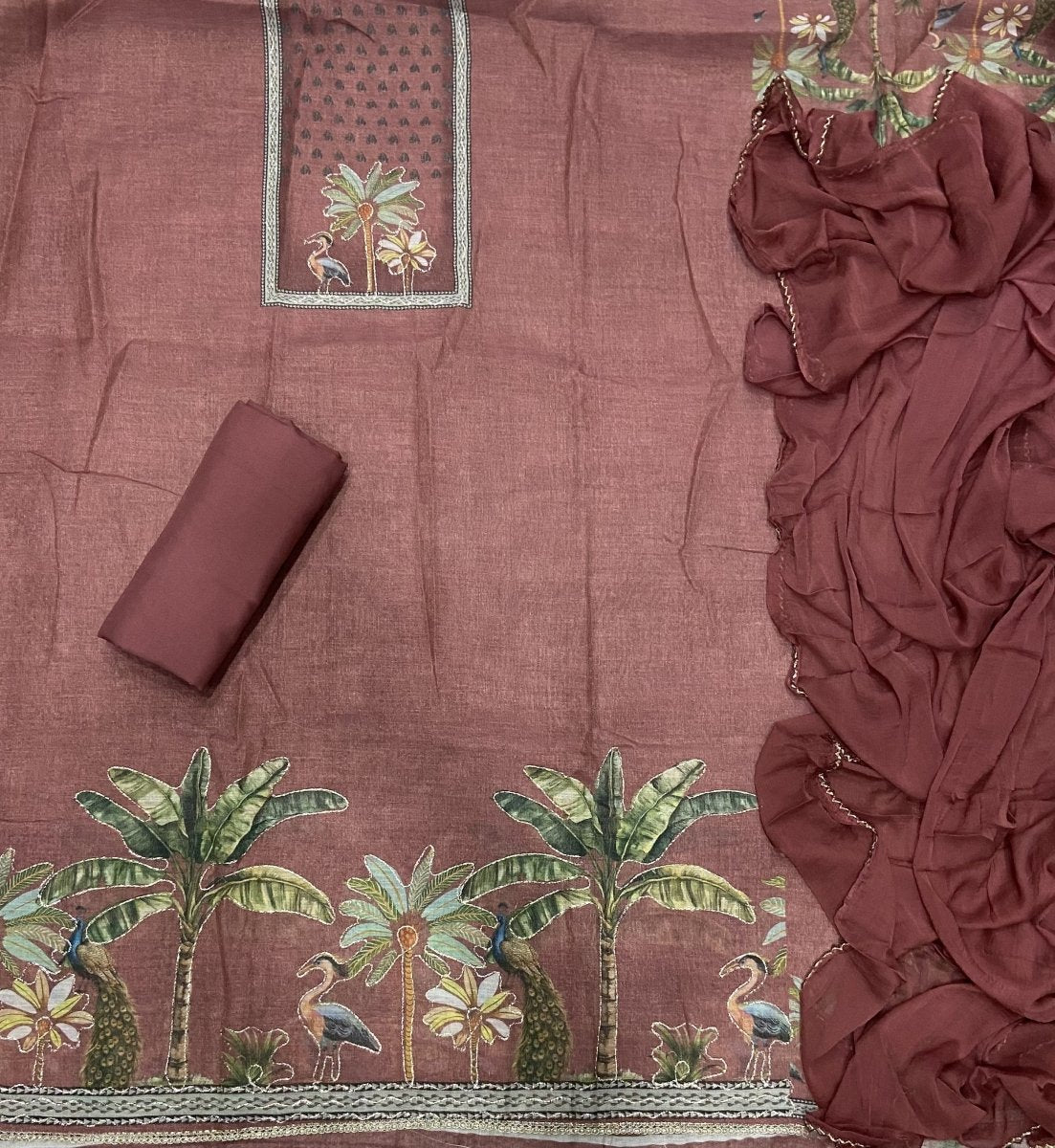 Classy Femora Linen Shimmer Silk Suit Set with Swarovski Work - Yanchi