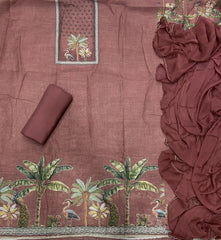 Classy Femora Linen Shimmer Silk Suit Set with Swarovski Work - Yanchi