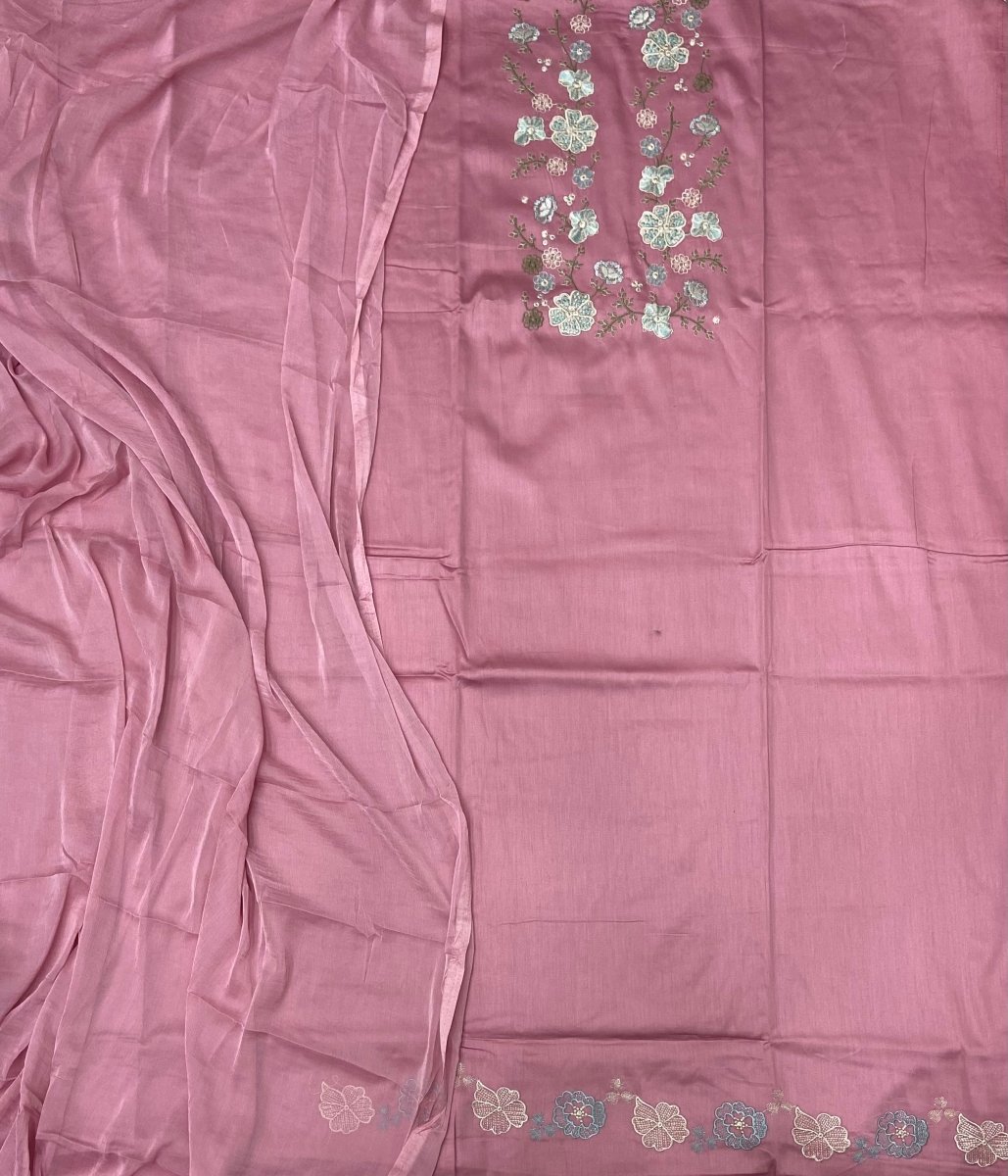 Classy Glace Cotton Suit Set with Thread Embroidery Work - Yanchi