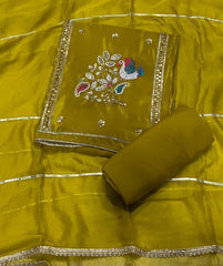 Classy Glass Organza Suit Set with Bits HandWork - Yanchi