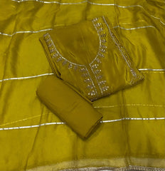 Classy Glass Organza Suit Set with Bits HandWork - Yanchi