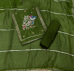 Classy Glass Organza Suit Set with Bits HandWork - Yanchi