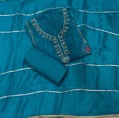 Classy Glass Organza Suit Set with Bits HandWork - Yanchi