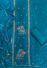 Classy Glass Organza Suit Set with Bits HandWork - Yanchi