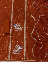 Classy Glass Organza Suit Set with Bits HandWork - Yanchi