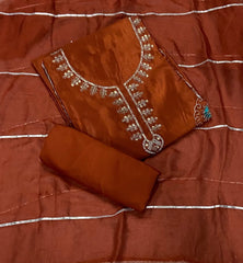 Classy Glass Organza Suit Set with Bits HandWork - Yanchi