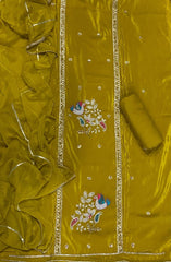 Classy Glass Organza Suit Set with Bits HandWork - Yanchi