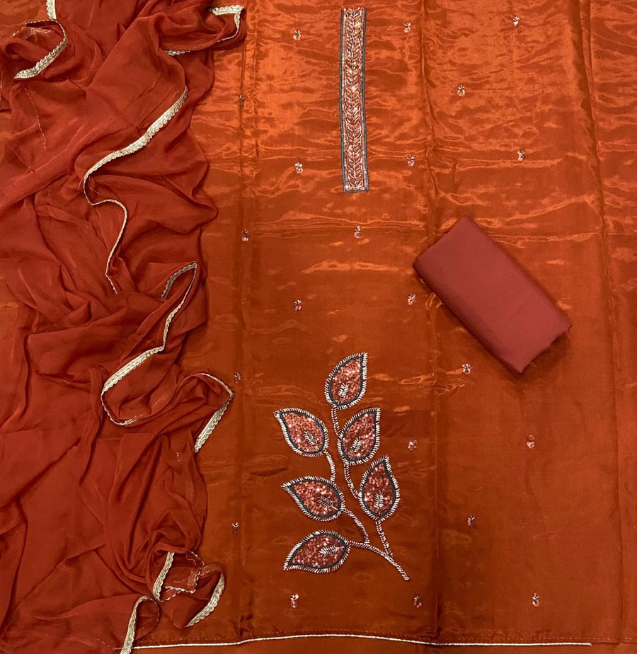 Classy Glass Organza Suit Set with Cutdana & sequence Work - Yanchi