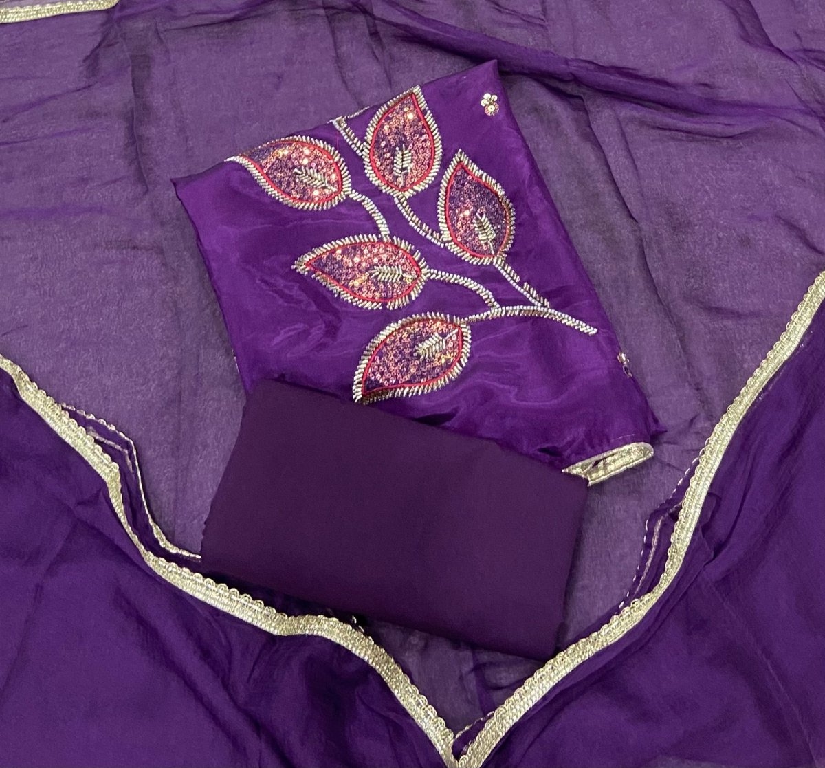 Classy Glass Organza Suit Set with Cutdana & sequence Work - Yanchi
