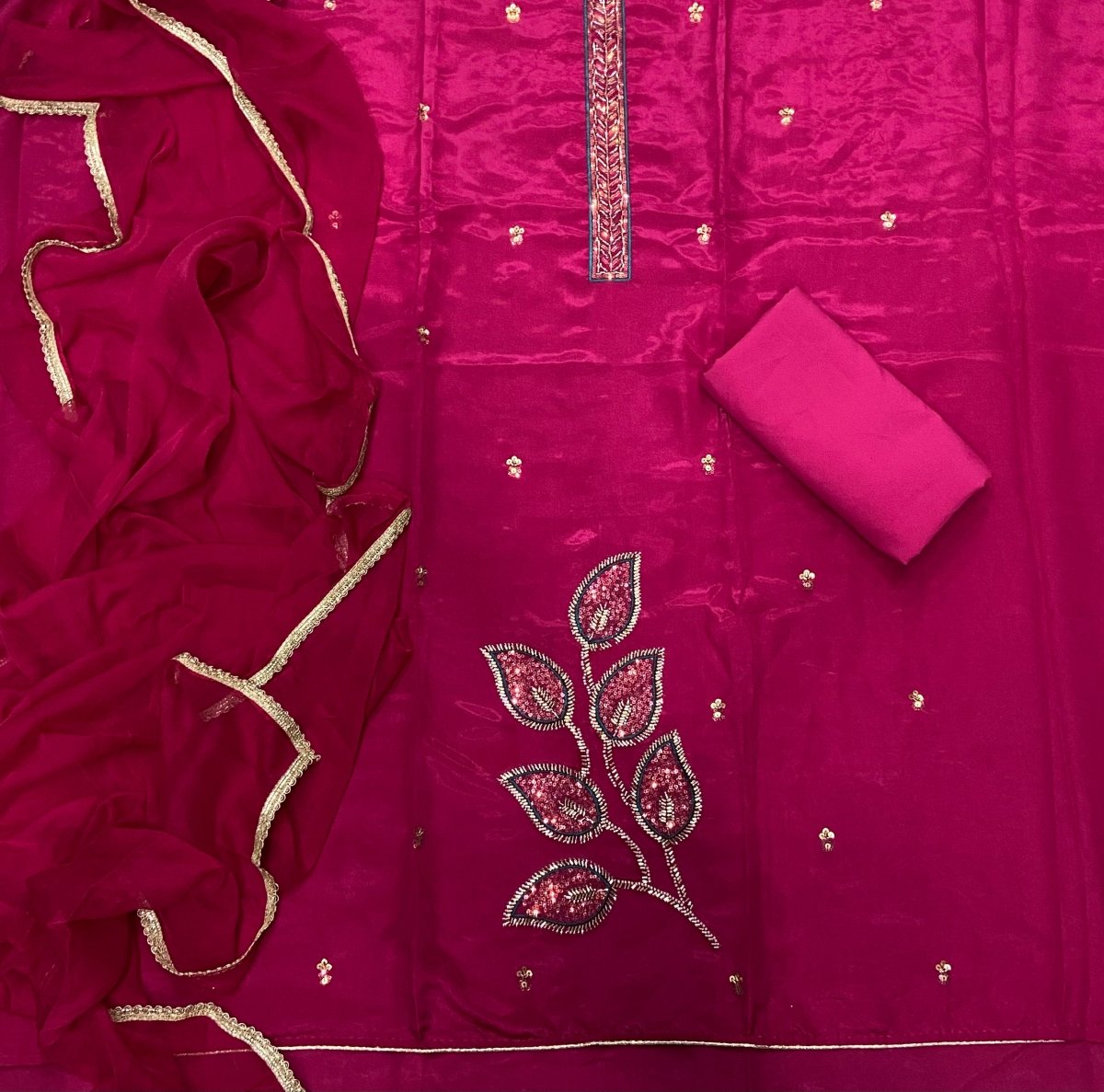 Classy Glass Organza Suit Set with Cutdana & sequence Work - Yanchi
